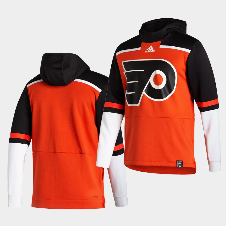 Men Philadelphia Flyers Blank Orange NHL 2021 Adidas Pullover Hoodie Jersey